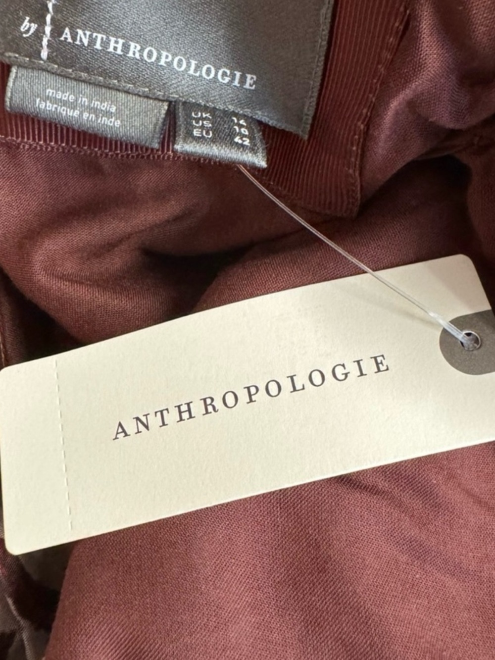 NWT Anthropologie Red and Burnt Orange Floral Midi Dress With Back Tie.Size 10 - Picture 8 of 10